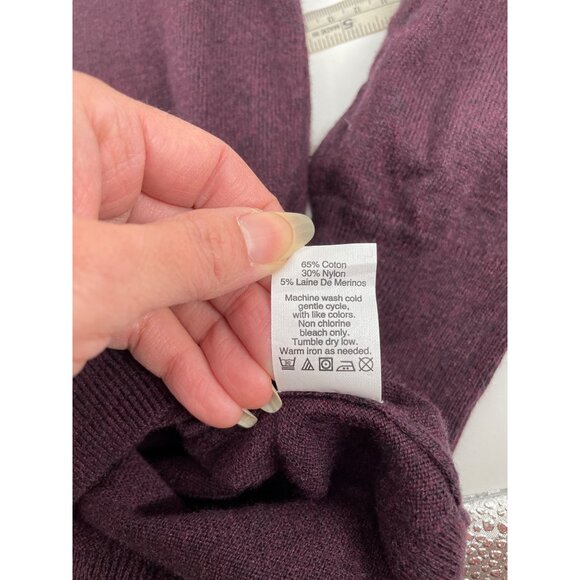 J.Crew Factory Mens Small Merino Wool Cotton Blend Sweater Crewneck Knit Purple - Picture 5 of 8